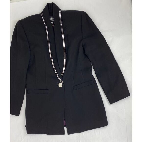 Vintage Criscione New York Blazer Bejeweled Nineties 1990s Black - Size Medium - Picture 2 of 12
